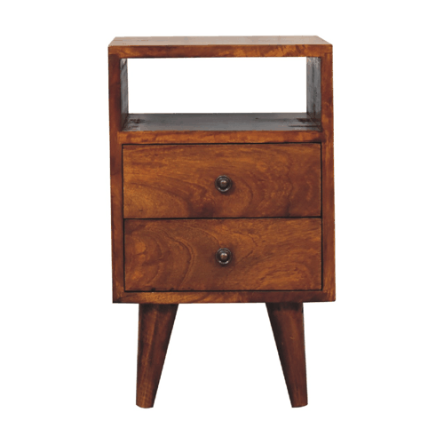 Small Chestnut Wood Classic 2 Drawer Nightstand