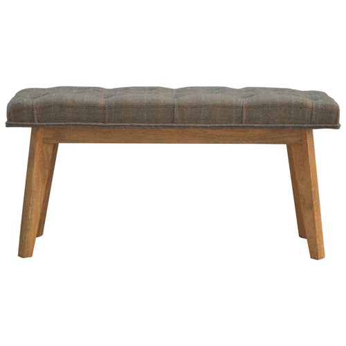 Multi Tweed Tufted Entryway Timber Bench