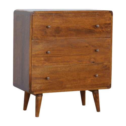 Big Sur Curved Chestnut 3 Drawer Chest
