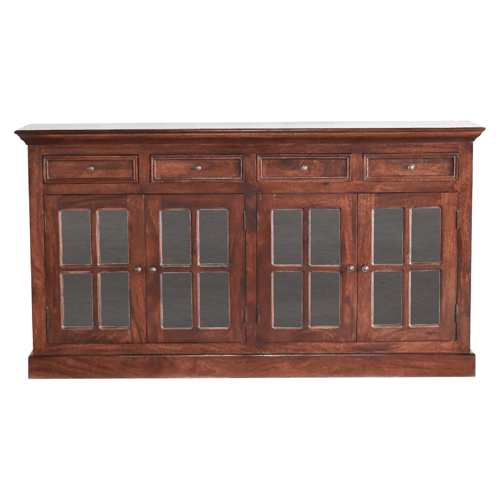 Kensington Glazed 4 Drawer Solid Sideboard