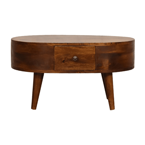 Small Chestnut Rounded 2 Drawer Coffee Table
