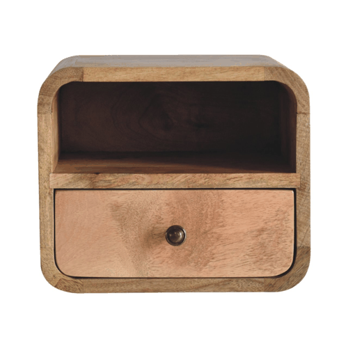 Extra Small Oak-ish Curved Wall Nightstand