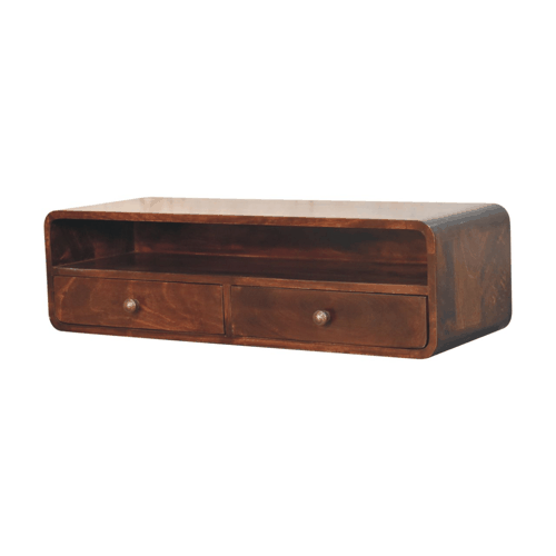 Walnut Open Floating 2 Console Table