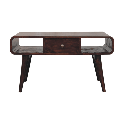 Nashville Curved Walnut 2-Drawer Coffee Table