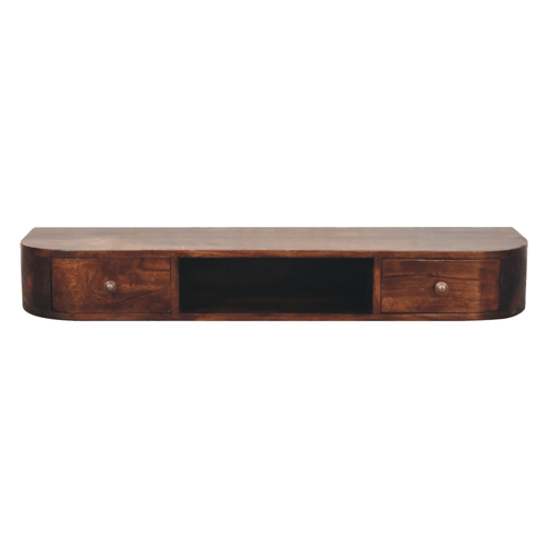 Arcadia Chestnut Curved Floating Console