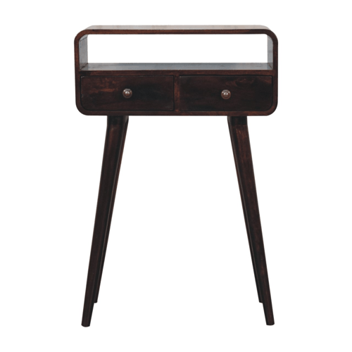 Small Walnut Curved 2 Drawer Console Table
