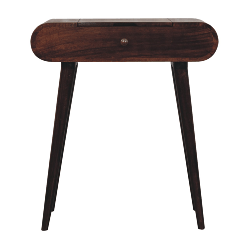 Small Walnut Flip Top Mirror Vanity Desk