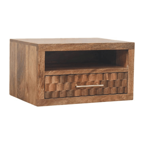 Santa Fe Carved Teak 1 Drawer Nightstand