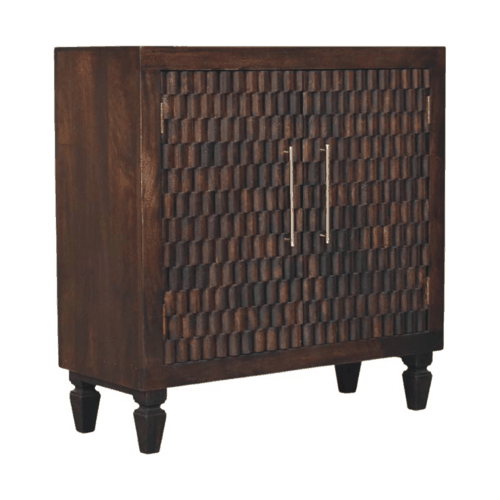 Santa Fe Carved Mocha Wood Storage Cabinet