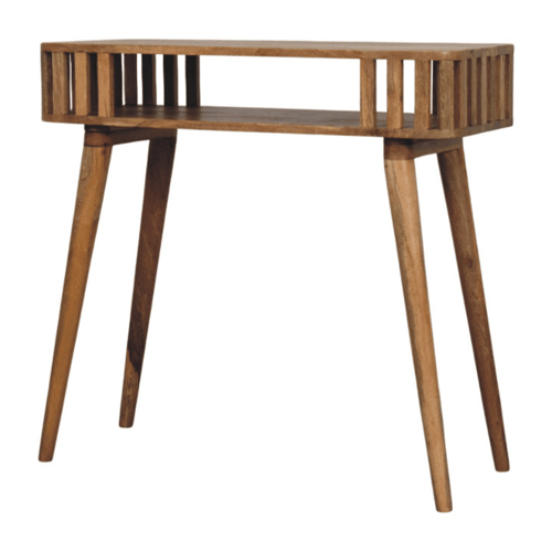 Palm Springs Oak-ish Slatted Wood Console