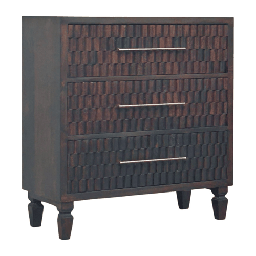 Santa Fe Carved Mocha Wood Chest of Drawers