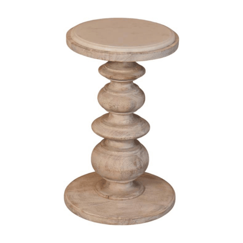 Beacon Salted Oak Round Marble Accent Table