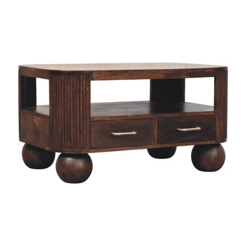 Highland Walnut 4-Drawer Sphere Table