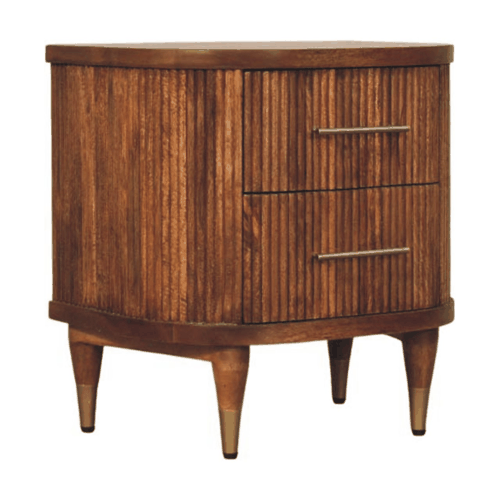 Highland Amber Oak Ribbed Bedside Table