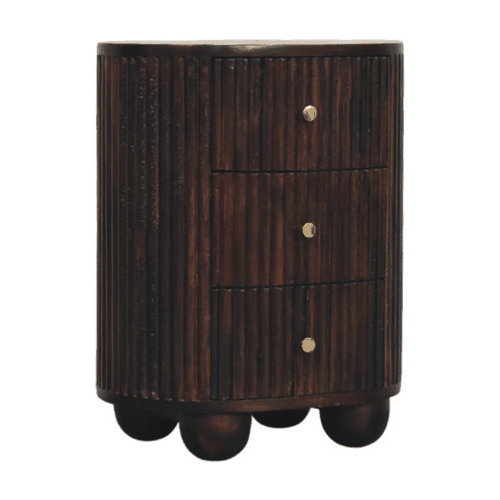 Highland Fluted Mocha 3 Drawer Nightstand