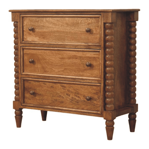 Savannah Spindle Amber Oak 3 Drawer Dresser