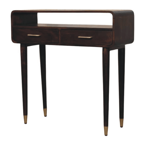 Bellevue Velvet Mocha Curved Console Table