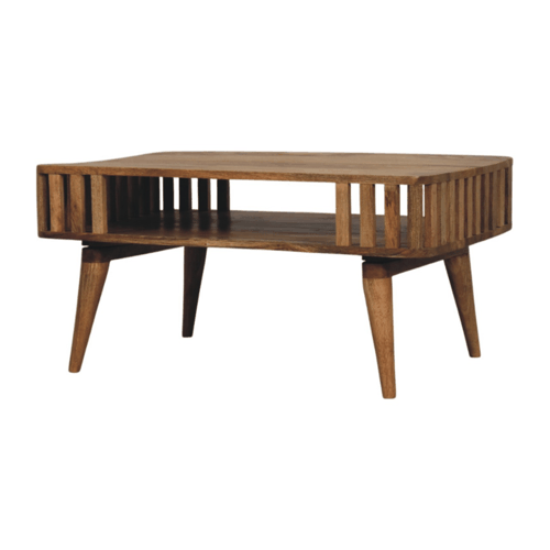 Palm Springs Oak-ish Slatted 2-Tier Table
