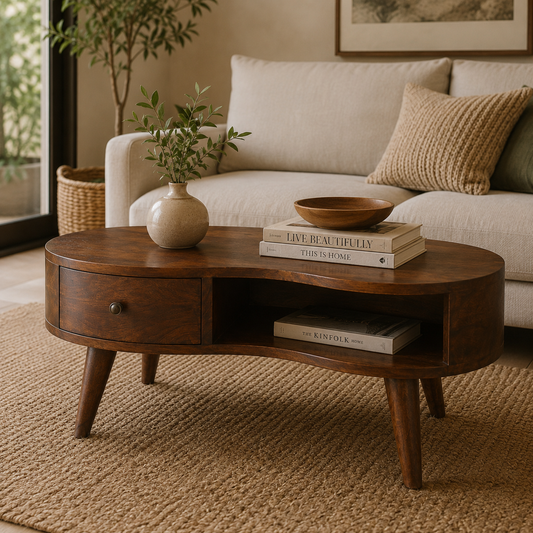 Chestnut Ridge Wave Coffee Table with Drawer