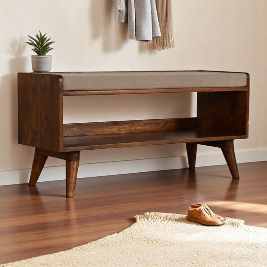 Kennebunk Chestnut Mud Linen Storage Bench