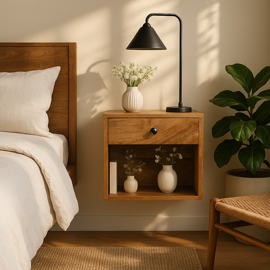 Small 1 Drawer Oakish Floating Nightstand