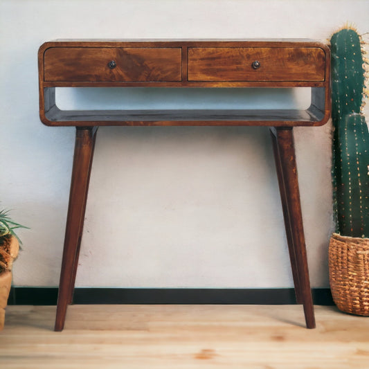 Nashville Chestnut Curved Console Table