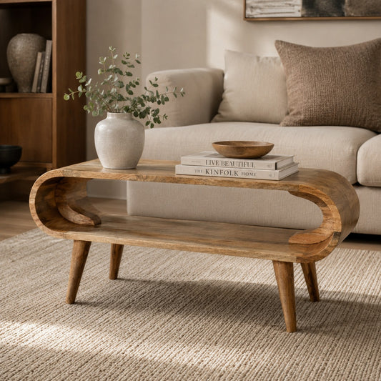 Lennox Large Oak Open Shelf Wood Coffee Table