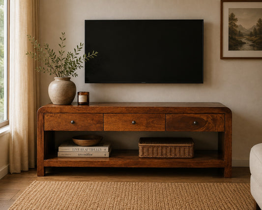 Dallas Slim Chestnut 3 Drawer Media Unit