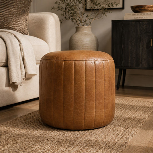 Sutton Buffalo Leather Compact Footstool