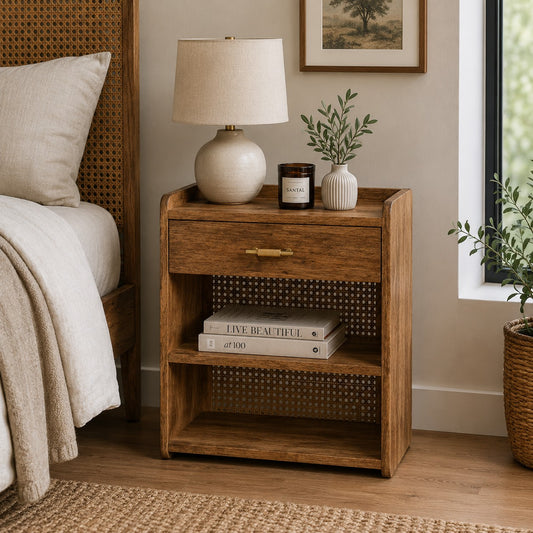 Malibu Rattan T-Bar Open Nightstand