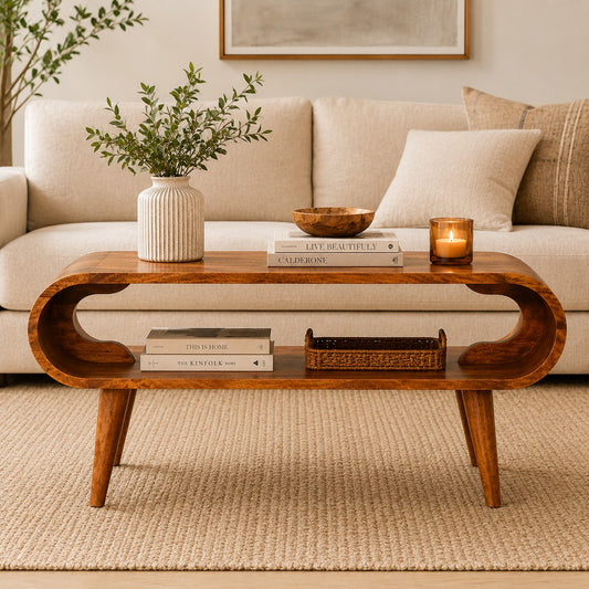 Lennox Large Caramel Open Shelf Coffee Table