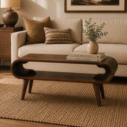 Lennox Walnut Open Shelf Coffee Table