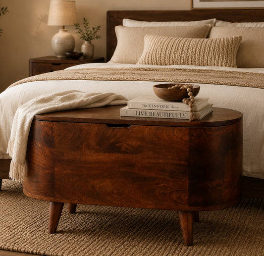 Montecito Walnut Curved Blanket Box