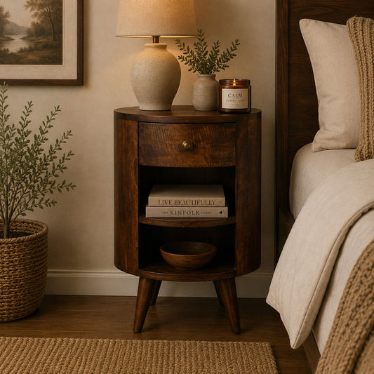 Camden Walnut Bedside Table with Shelves