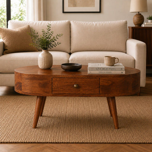 Carmel 2 Drawer Rounded Coffee Table