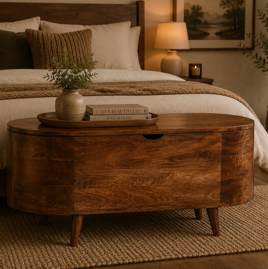 Carmel Rounded Solid Wood Blanket Box