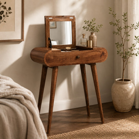 Small Honey Caramel Fold Top Dressing Vanity