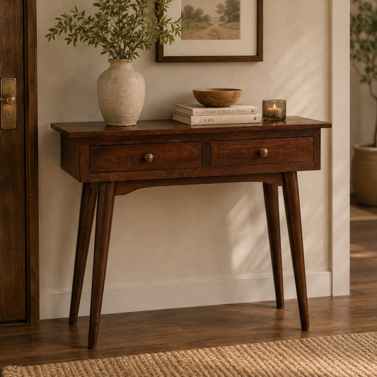 Montecito Walnut 2 Drawer Console Table
