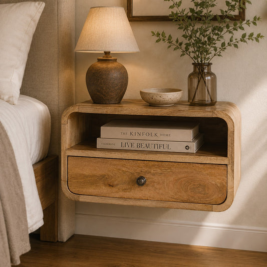 Nordic Oak 1 Drawer Floating Nightstand