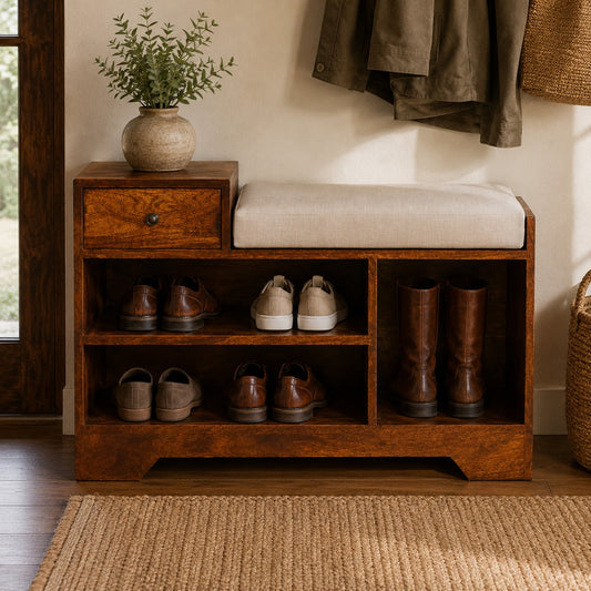 Chestnut Ridge 1 Drawer Linen Top Shoe Bench