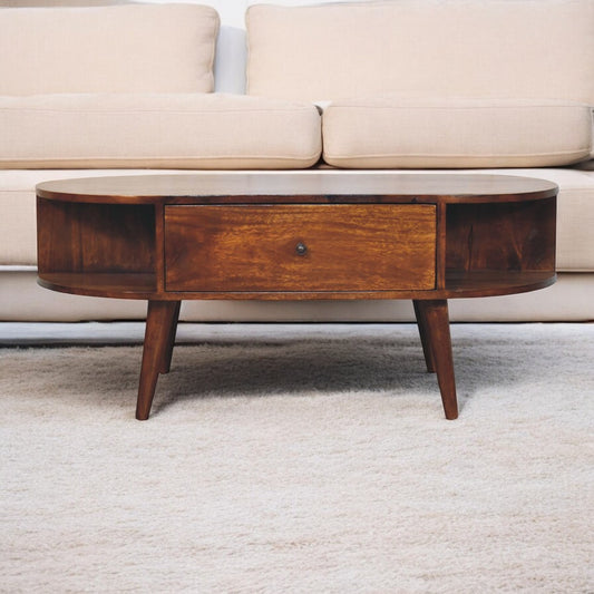 Chestnut Ridge 2 Drawer Oval Coffee Table