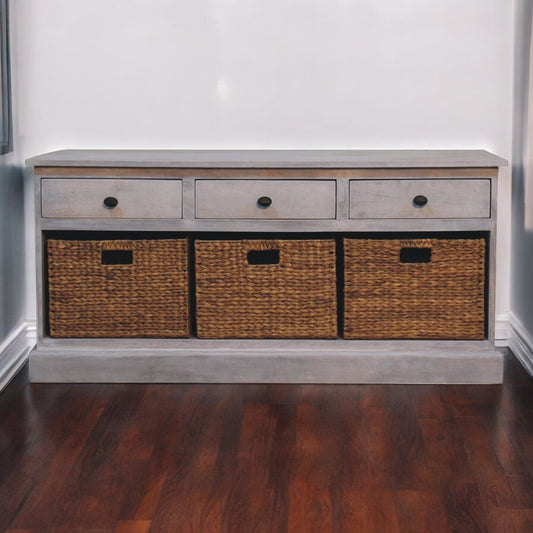 Bodie Wash 3 Drawer Wicker Basket Unit