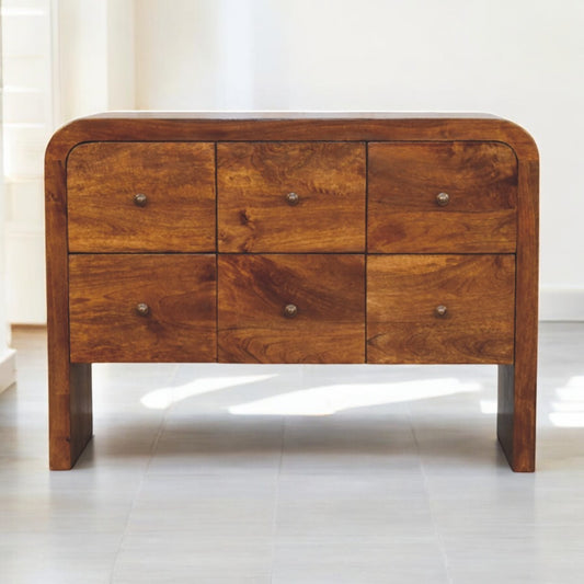 Berkshire Curved Chestnut 6-Drawer Dresser