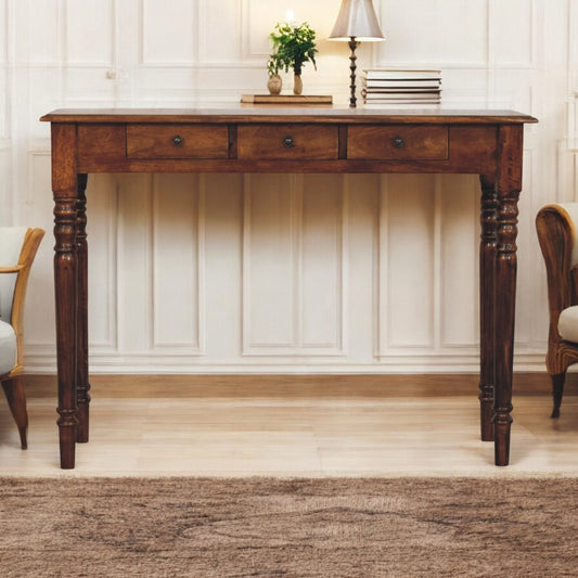 Charleston Chestnut 3 Drawer Turned Console