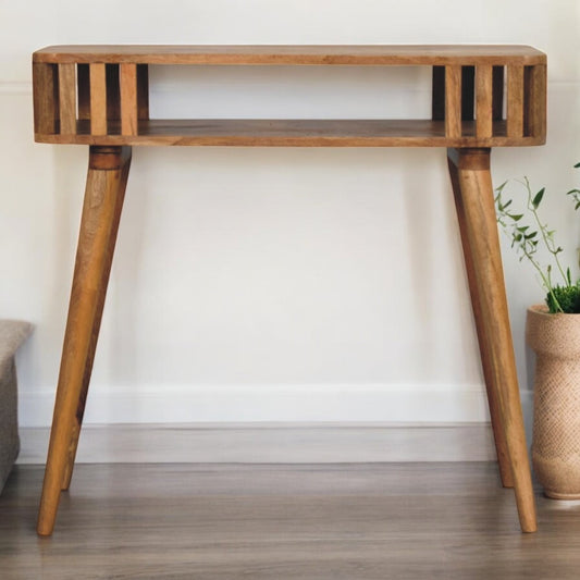 Palm Springs Oak-ish Slatted Wood Console