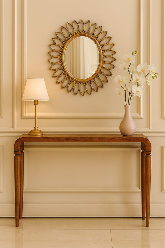Boston Amber Oak Curved Console Table