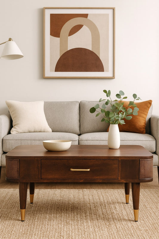 Bellevue Mocha Rattan 2 Drawer Coffee Table