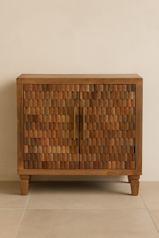 Santa Fe Carved Teak Wood Accent Cabinet