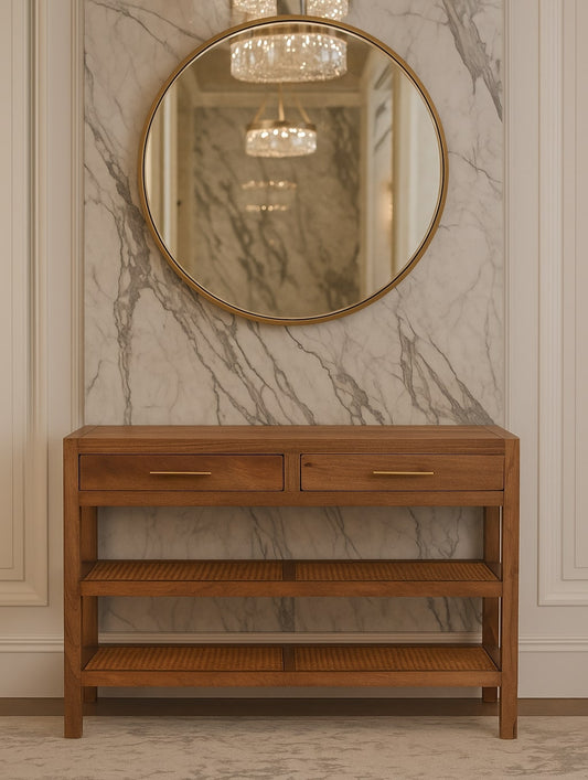 Malibu Rattan 2 Drawer Console Table