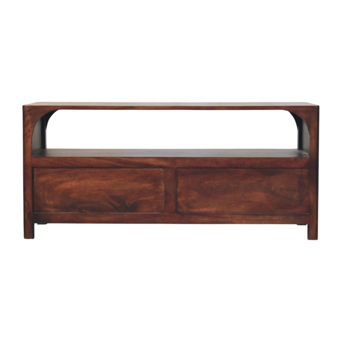 Arched Winewood Oak 2 Drawer TV Unit